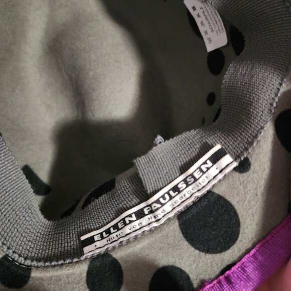 ELLEN PAULSSEN 100% wool Germany polkadot fedora hat grey purple - Picture 8 of 8